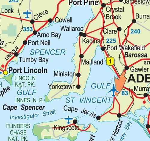 Yorke Peninsula Map Of Towns Yorke Peninsula Map