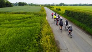 Group of people cycling on the fields of Barossa Valley